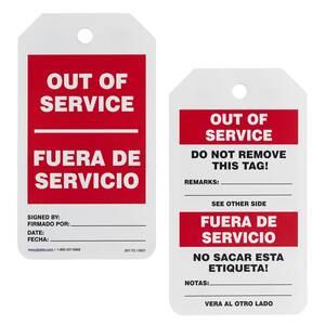 Bilingual Lockout/Tagout Tag - Out of Service