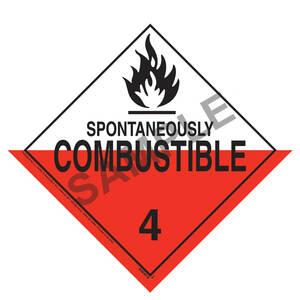 Division 4.2 Spontaneously Combustible Placard - Worded