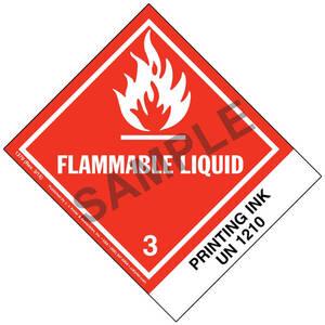 Numbered Panel Proper Shipping Name Labels - Class 3, Flammable Liquid - Printing Ink UN 1210