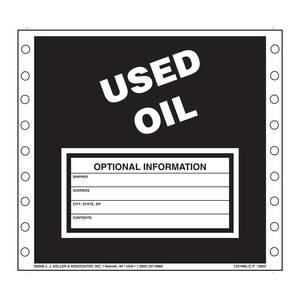 Used Oil Waste Labels