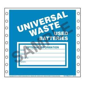Universal Waste: Used Batteries Labels
