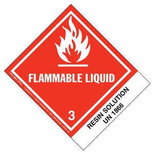 Numbered Panel Proper Shipping Name Labels - Class 3, Flammable Liquid - Resin Solution UN 1866