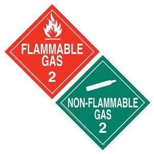 Class 2 Non-Flammable Gas/Flammable Gas Placard - Worded