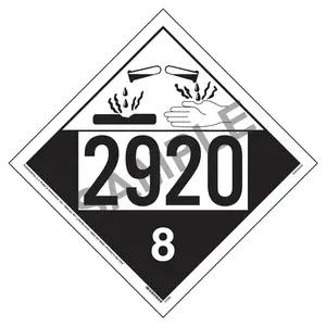 2920 Placard - Class 8 Corrosive