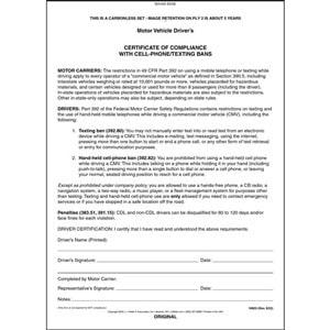 No Texting Certification Form