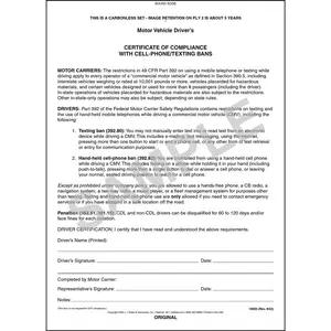 No Texting Certification Form