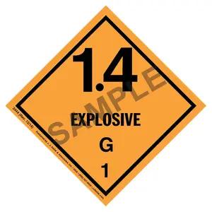 Explosives Label - Class 1, Division 1.4G - Paper