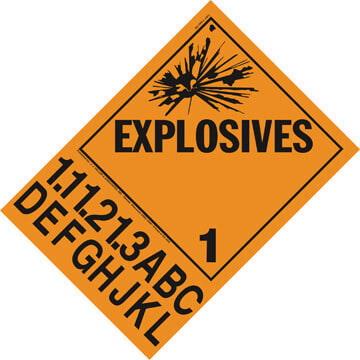 Division 1.1A-1.3L Explosives Placard - Worded