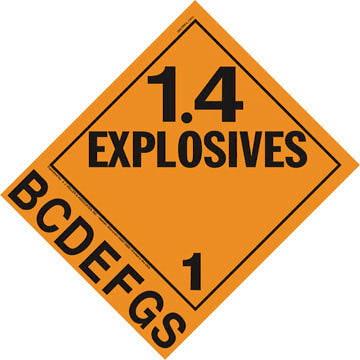 Division 1.4B-1.4S Explosives Placard - Worded