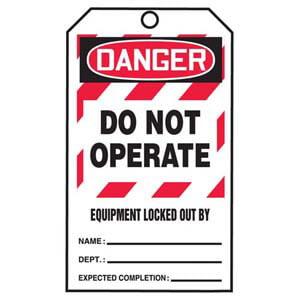 STOPOUT® Tags By-The-Roll - Danger Do Not Operate Equipment Locked Out By...
