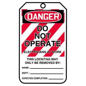 Lockout/Tagout Tag - Do Not Operate, Electricians At Work