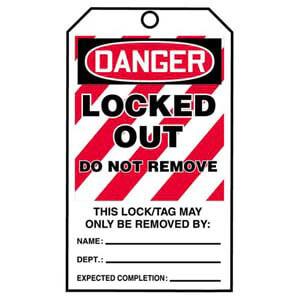 STOPOUT® Tags By-The-Roll - Danger Locked Out Do Not Remove - Roll of 100 Tags