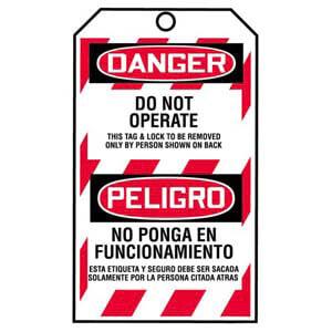 STOPOUT® Bilingual Tags By-The-Roll - Danger Do Not Operate