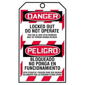 STOPOUT® Bilingual Tags By-The-Roll - Danger Locked Out Do Not Operate
