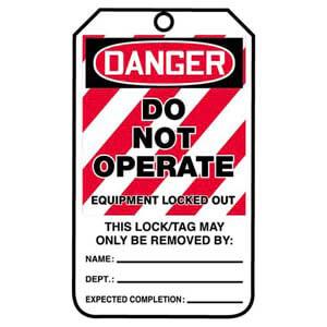 Lockout/Tagout Tag - Do Not Operate, Equipment Locked Out