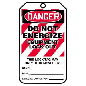 Lockout/Tagout Tag - Danger Do Not Energize Equipment Lockout