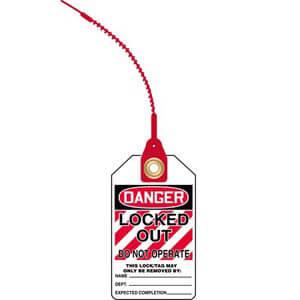 Loop n' Lock Tie Tags - Danger Locked Out Do Not Operate
