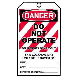 STOPOUT® Tags By-The-Roll - Danger Do Not Operate Equipment Locked Out