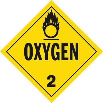 Division 2.2 Oxygen Placard - Worded