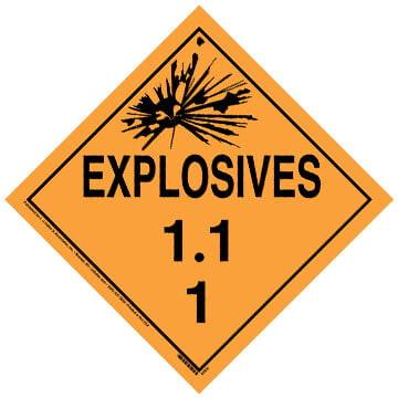 Division 1.1 Explosives Placard - Worded