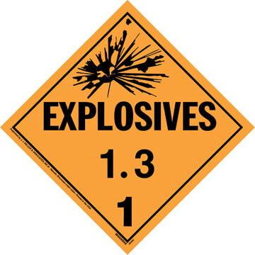 Division 1.3 Explosives Placard - Worded