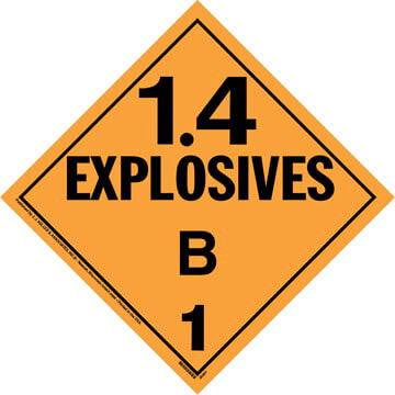 Division 1.4B Explosives Placard - Worded