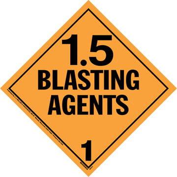Division 1.5 Explosives Placard - Worded