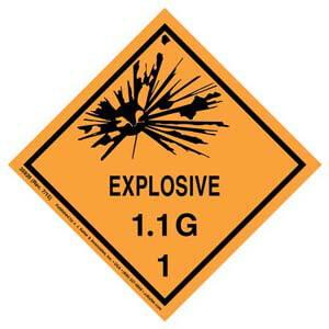 Explosives Label - Class 1, Division 1.1G - Poly