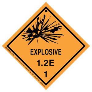 Explosives Label - Class 1, Division 1.2E - Poly