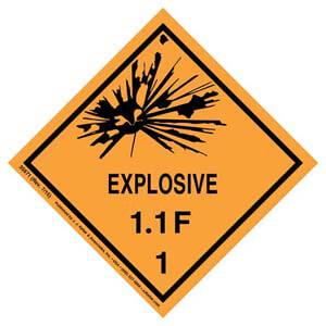 Explosives Label - Class 1, Division 1.1F - Paper