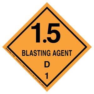 Explosives Label - Blasting Agents, Class 1, Division 1.5D - Paper