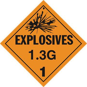Division 1.3G Explosives Placard - Worded