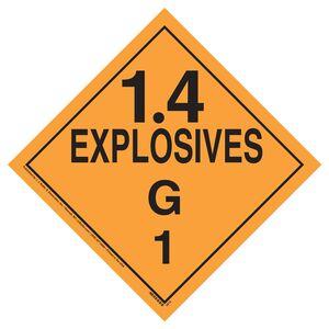 Division 1.4G Explosives Placard - Worded