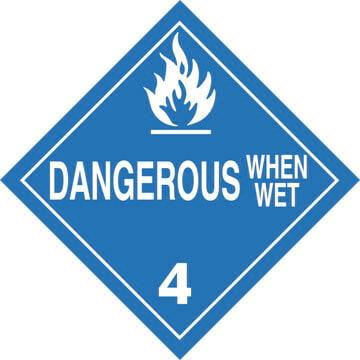 Division 4.3 Dangerous When Wet Placard - Worded
