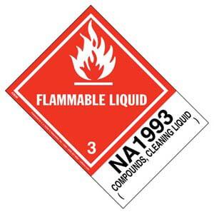 Numbered Panel Proper Shipping Name Labels - Class 3, Compounds - Cleaning Liquid NA 1993