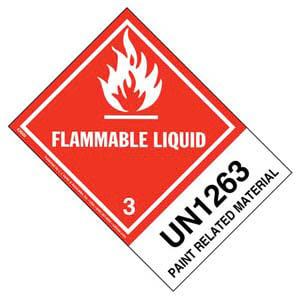 Numbered Panel Proper Shipping Name Labels - Class 3, Flammable Liquid - Paint-Related Material UN 1263