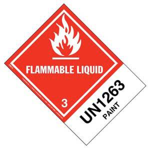 Numbered Panel Proper Shipping Name Labels - Class 3, Flammable Liquid - Paint UN 1263