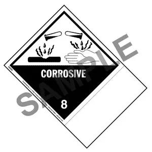 Class 8 Corrosive Labels - Blank Shipping Name Panel