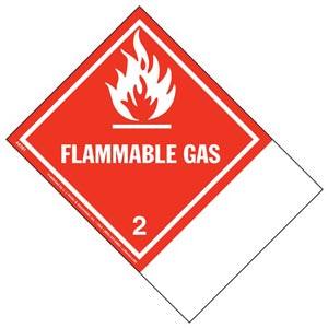 Class 2 Flammable Gas Labels - Blank Shipping Name Panel
