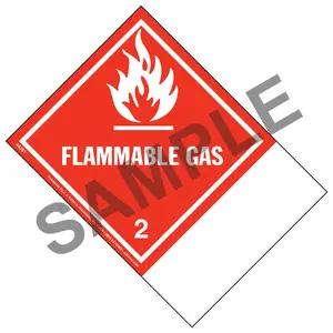 Class 2 Flammable Gas Labels - Blank Shipping Name Panel