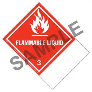 Class 3 Flammable Liquid Labels - Blank Shipping Name Panel