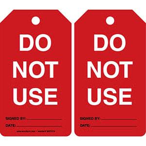 Do Not Use - Safety Tag