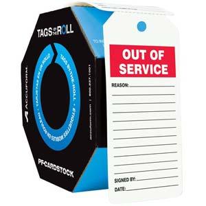 Out Of Service - Safety Tag: Tags By-The-Roll