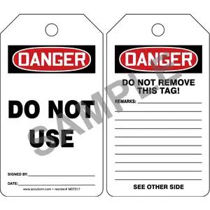 Danger: Do Not Use - OSHA Safety Tag