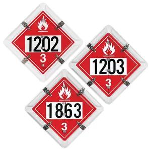 Aluminum Flip Placard - 3 Legend, Numbered, UN 1202, 1203, 1863