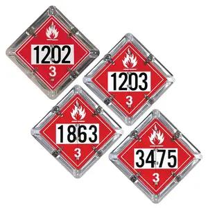 Aluminum Flip Placard - 4 Legend, Numbered, UN 1202, 1203, 3475, 1863