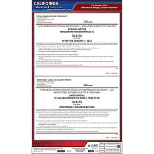 California / Menlo Park Minimum Wage Poster