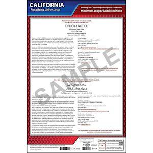 California / Pasadena Minimum Wage Poster