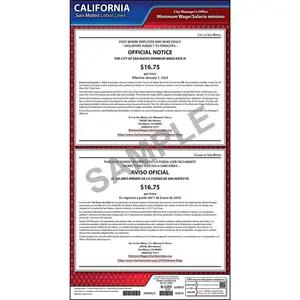 California / San Mateo Minimum Wage Poster