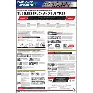 Employee Awareness Poster Demounting and Mounting Procedures for Tubeless Truck Bus Tires OSHA 3401